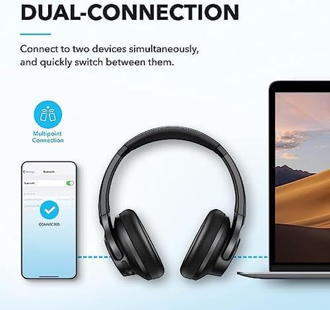 soundcore by Anker Q20i Hybrid Active Noise Cancelling Headphones, Wireless Over-Ear Bluetooth, 40H Long ANC Playtime, Hi-Res Audio, Big Bass, Customize via an App, Transparency Mode, Ideal for Travel