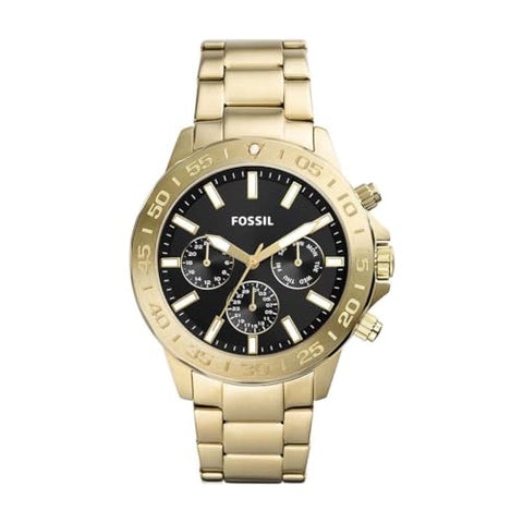 Fossil Bannon Multifunction Stainless Steel Wrist Watch for Men, 45 mm Case Diameter, Black/Gold