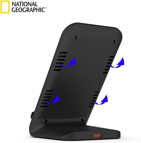 National Geographic Wireless Charger Stand-Slim 15W Fast Charge, Dual Coil, FOD Sensor, Qi Certified For iPhone 16 Pro Max/16 Pro/15/14/13/12/11, Samsung S24/S23/S22, Fold 6/5 Quick Charge