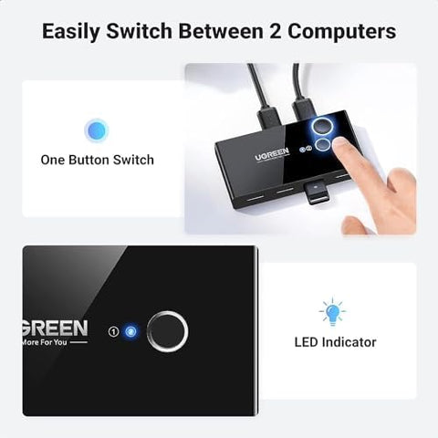 UGREEN US216-30768B 2 In 4 Out USB 3.0 Sharing Switch Box with 2 x 1.5 metre USB cable - Black