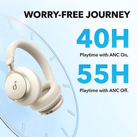 soundcore by Anker, Space One - Adaptive Active Noise Cancelling Headphones, Enhanced Human Voice Reduction, 40H ANC Playtime, LDAC Hi-Res Wireless Audio, Comfortable Fit, Bluetooth 5.3, App Control