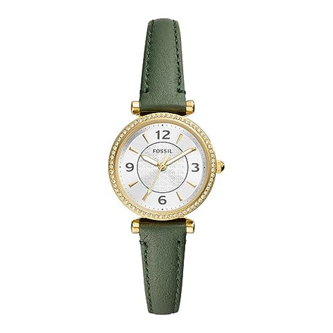 Fossil Carlie Three-Hand Green LiteHide Leather Watch - ES5298