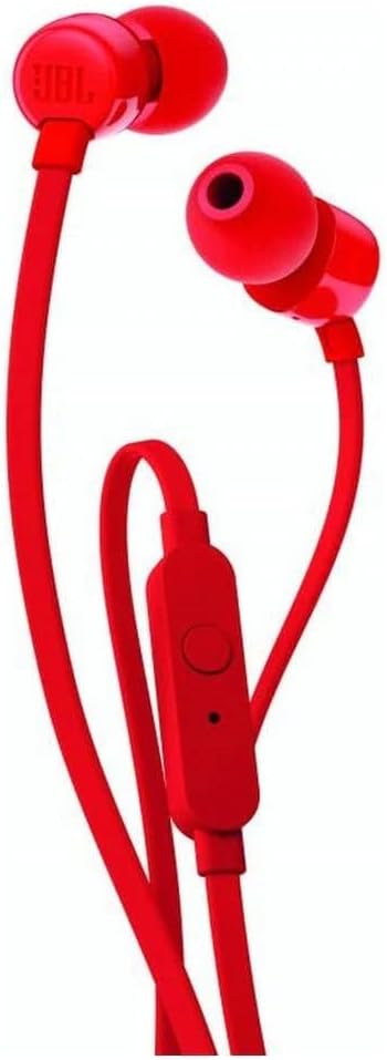 JBL Tune 110 JBLT110RED Wired In-Ear Headphones with Mic, Red