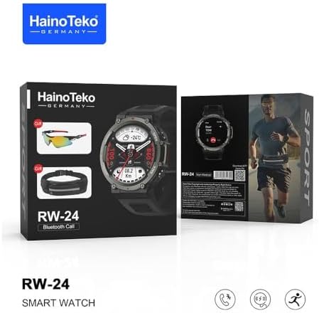 Haino Teko Germany RW-24 Smart Watch Round Shape Sports Model with Sun Glass,Running Belt and Wireless Charger