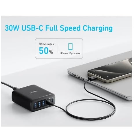 Anker Charger 112W 6 Ports USB C Charger SG 3 Pin Plug USB Charger Black