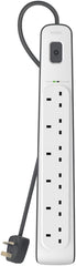Belkin 6 Way/6 Plug Surge Protection Strip With 2 Meters Cord Length - Heavy Duty Electrical Extension Socket