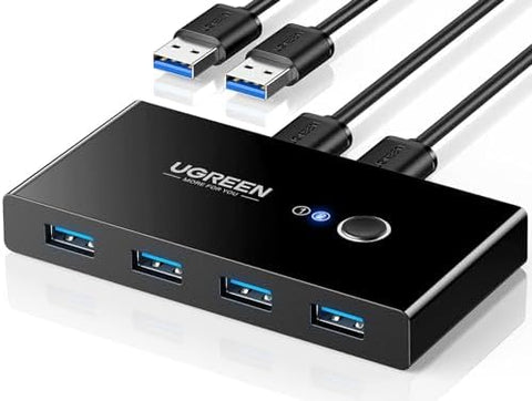 UGREEN US216-30768B 2 In 4 Out USB 3.0 Sharing Switch Box with 2 x 1.5 metre USB cable - Black