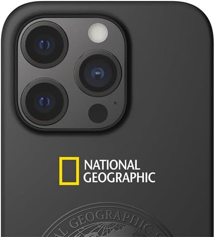 National Geographic Global Seal Ultra Slim Fit Thin Compact designed for iPhone 15 Pro Case Cover - Black