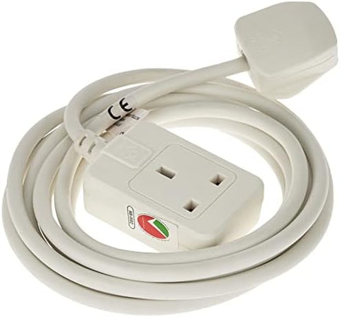 Brennenstuhl 3m Extension cable for indoor use perfect for home and office with 13A BS plug, White