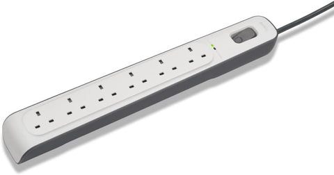 Belkin 6 Way/6 Plug Surge Protection Strip With 2 Meters Cord Length - Heavy Duty Electrical Extension Socket