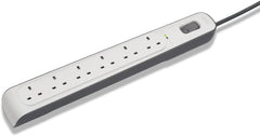 Belkin 6 Way/6 Plug Surge Protection Strip With 2 Meters Cord Length - Heavy Duty Electrical Extension Socket