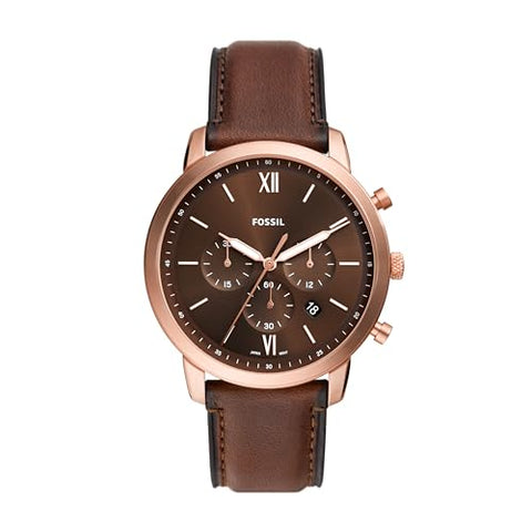 Fossil Men's Neutra Quartz Stainless Steel Chronograph Watch, Color: Rose Gold/Chocolate (Model: FS6026)