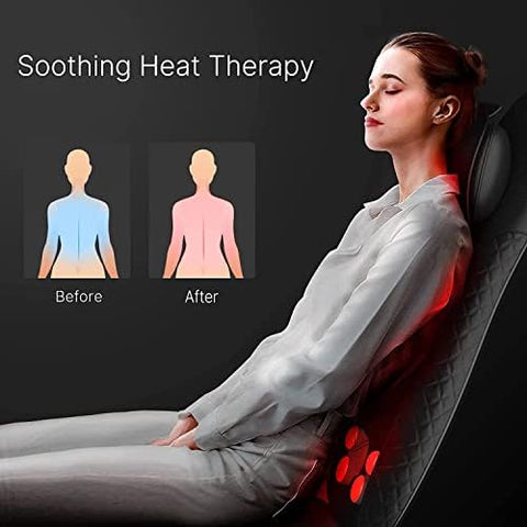 RENPHO Back Massager with Heat, Shiatsu Massage Chair, Full Back Massager Deep Tissue Kneading, Massager Seat Vibration, Height Adjustable Use at Home & Office