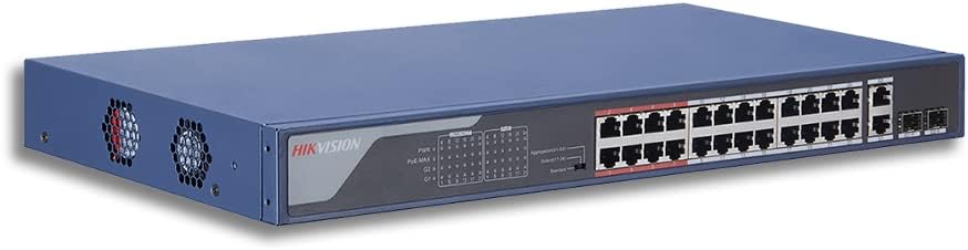 Hikvision 24-Port 10/100M Fast Ethernet Unmanaged POE Switch Pro-Series│Up to 300m Long Range PoE Transmission│6KV Surge Protection