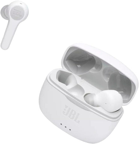 JBL Tune 215TWS True Wireless In-Ear Headphones, Pure Bass Sound, Built-In Mic, 25 Hours of Battery, Ultra-Comfortable Fit, Dual Connect, Voice Assistant, Fast USB Type-C - White, JBLT215TWSWHT