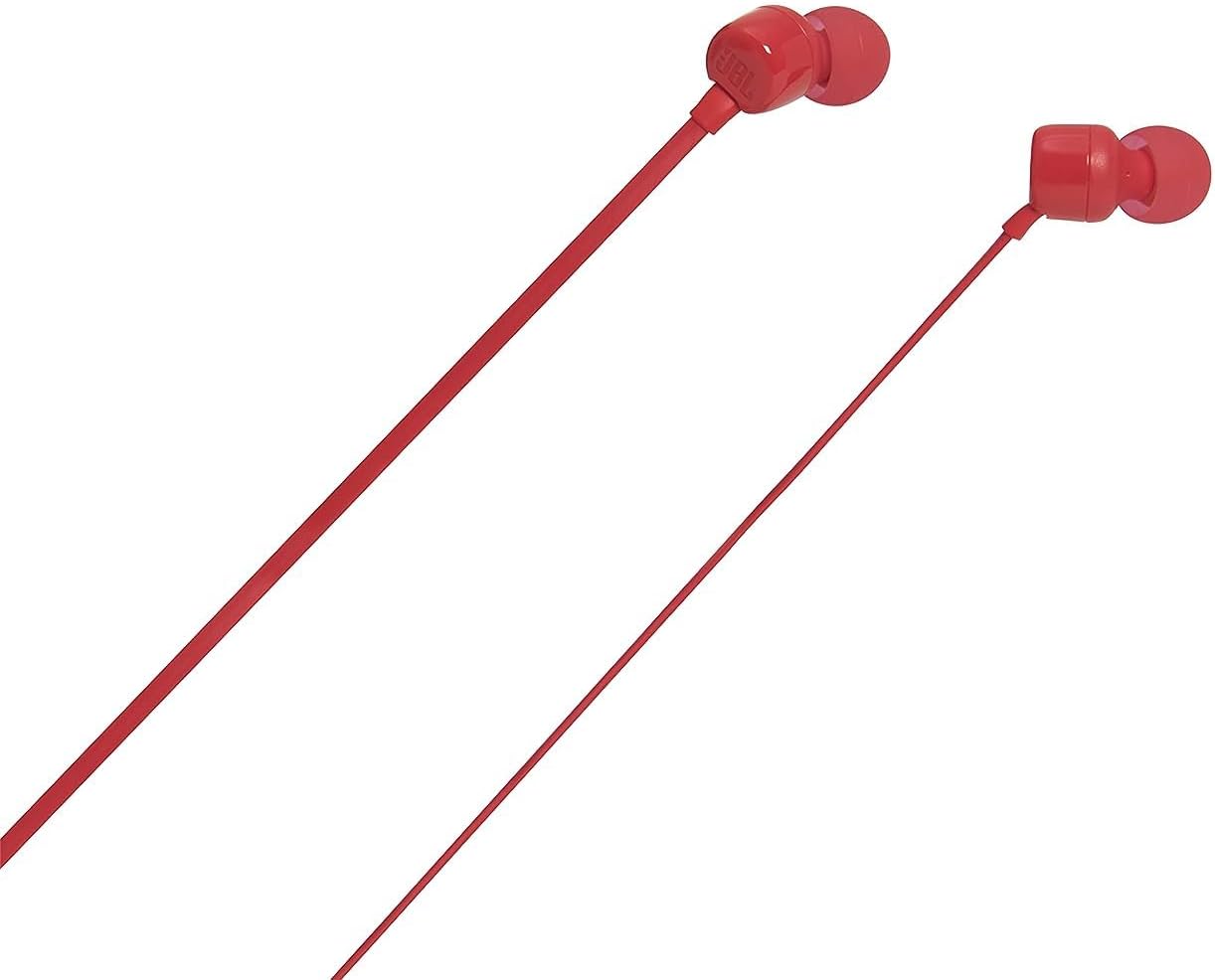 JBL Tune 110 JBLT110RED Wired In-Ear Headphones with Mic, Red