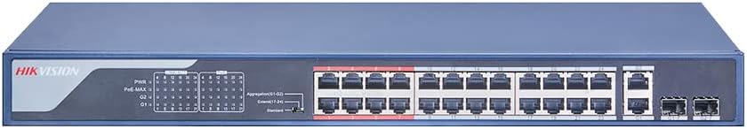Hikvision 24-Port 10/100M Fast Ethernet Unmanaged POE Switch Pro-Series│Up to 300m Long Range PoE Transmission│6KV Surge Protection