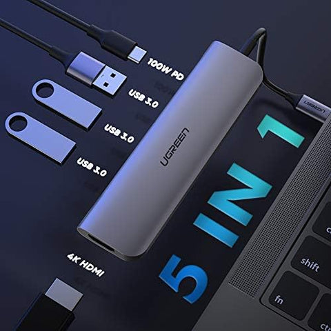 UGREEN Usb C Hub Usb Type C 3.1 Adapter With 4K Hdmi 3 Usb 3.0 100W Usb C Pd Charge Port For Samsung Galaxy S9 Macbook Pro 2018 Matebook X Pro Dell Xps 15 13 Hp Spectre Envy Lenovo Yoga 720