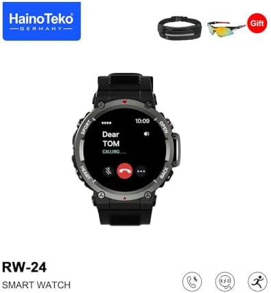 Haino Teko Germany RW-24 Smart Watch Round Shape Sports Model with Sun Glass,Running Belt and Wireless Charger