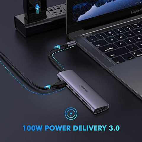 UGREEN Usb C Hub Usb Type C 3.1 Adapter With 4K Hdmi 3 Usb 3.0 100W Usb C Pd Charge Port For Samsung Galaxy S9 Macbook Pro 2018 Matebook X Pro Dell Xps 15 13 Hp Spectre Envy Lenovo Yoga 720