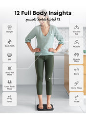 Smart Scale A1 With Bluetooth, Body Fat Scale, Wireless Digital Bathroom Scale, 12 Measurements, Weight/body Fat/bmi, Fitness Body Composition Analysis, Black, Lbs/kg.
