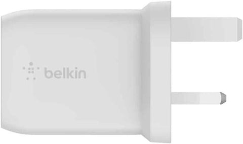 Belkin 65W Dual USB Type C Wall Charger, Fast Charging Power Delivery 3.0 with GaN Technology, USB Plug fast charger for iPhone 15, 14, 13, iPad, MacBook, Samsung Galaxy S24, Pixel and more - White