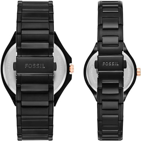 Fossil His and Her Multifunction Black Stainless Steel Watch Set - BQ2645SET