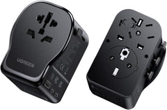 UGREEN GaN Universal Travel Adapter Worldwide Plug with 3 USB Ports PD 65W | GaN International Charger, 65W USB Fast Charging, 2 USB-C+1 USB-A Ports, Power 4 Devices Simultaneously, Broad Compatibility