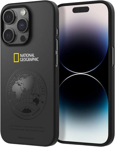 National Geographic Global Seal Ultra Slim Fit Thin Compact designed for iPhone 15 Pro Case Cover - Black