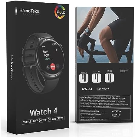 Haino Teko Germany RW-34 AMOLED Display Smart Watch with 3 Pair Strap For Men's and Boys