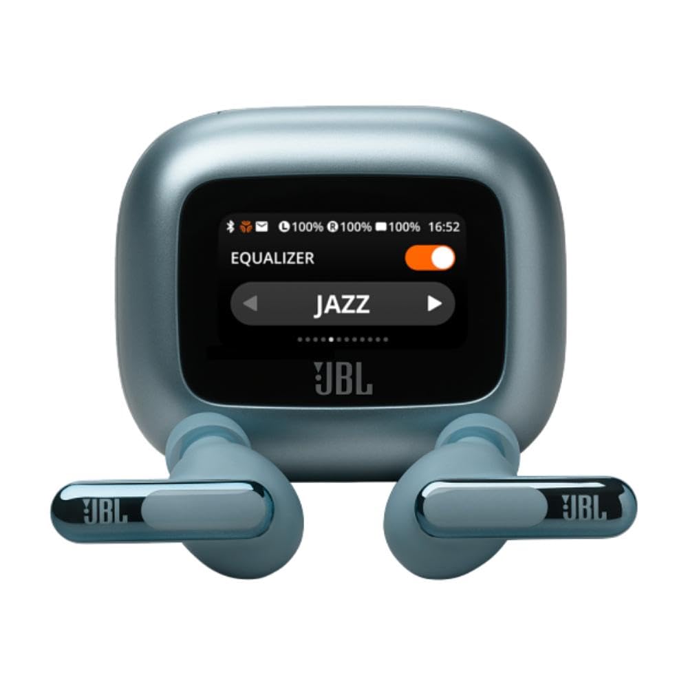 JBL Live Beam 3 True wireless noise-cancelling earbuds with stick-closed design and Smart Charging Case, JBLLIVEBEAM3BLK, Black