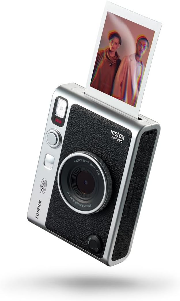 Fujifilm INSTAX Mini EVO Hybrid Instant Camera – Black (USB-C) | Instant Print with Digital Preview, Creative Modes & Built-In Selfie Mirror