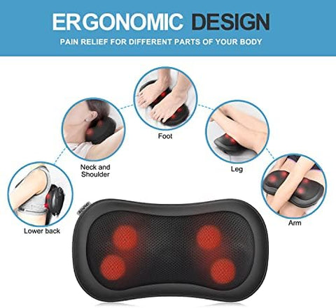 RENPHO Back Massager with Heat, Ultra Slim Shiatsu Lower Back Neck Massage Pillow, 3-Speeds with Net Cover Electric Shoulder Massage Gift for Mom/Dad at Car Home Office