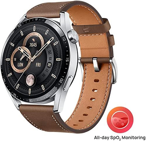 Huawei Watch Gt 3 46 Mm Smartwatch, Durable Battery Life, All-Day Spo2 Monitoring,Bluetooth Calling, Brown