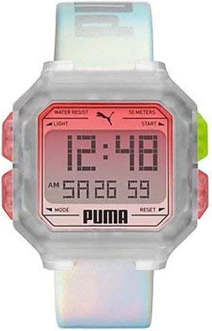 PUMA PU P5037 Men's Silicone Band Digital Mechanical Watch (5 -Atm, White)