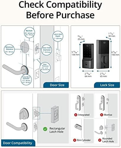 eufy Security Smart Lock C210, 5-in-1 Keyless Entry Door Lock, Built-in WiFi Deadbolt, Smart Door Lock, No Bridge Required, Easy Installation, Touchscreen Keypad, App Remote Control, BHMA Cert