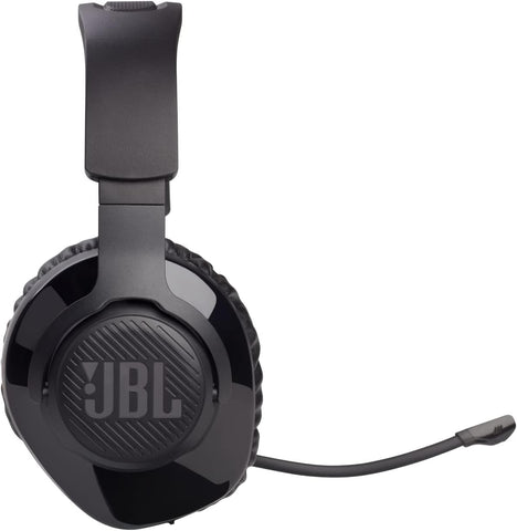 JBL Quantum 300 Hybrid Wired Over-Ear Gaming Headphones with Voice-Focus Flip-Up Mic, QuantumSURROUND Realistic Spatial Soundstage, Lightweight, Memory Foam Comfort, PC and Consoles Compatible - Black