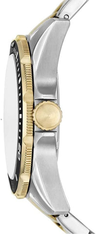 Fossil Dalton Three-Hand Stainless Steel Wrist Watch for Men, Black/Gold/Silver