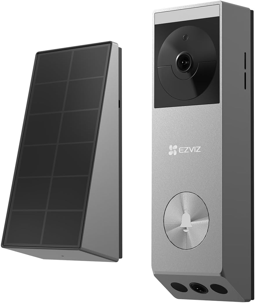 EZVIZ Video Doorbell with 2K & 1080p Double Camera, Wireless Doorbell with Solar Panel, Person Detection, Package Detection, Two-Way Audio and Colour Night Vision, 32GB eMMC Memory, EP3x Pro