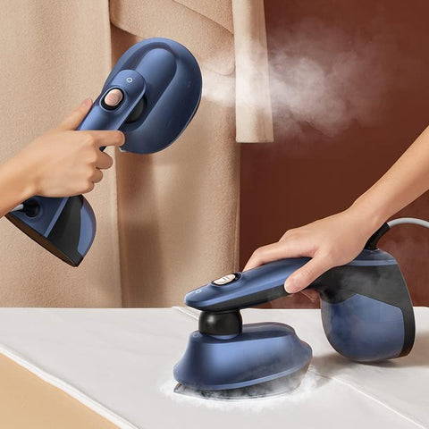 Deerma HS300 2 in 1 Portable Multifuntion Garment Steamer | Automatic Power Off | Sterlize & Remove Mites | Dual-Core Dual-Channel Hot Air Channel | 1000W Pulse Steam | 35sec Heating Time - Blue