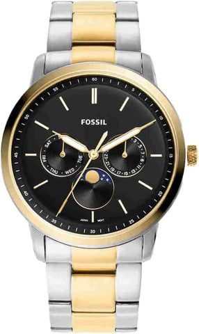 Fossil Mens 42 mm Neutra Minimalist Black Dial Stainless Steel Analog Watch - FS5906, Multicolour