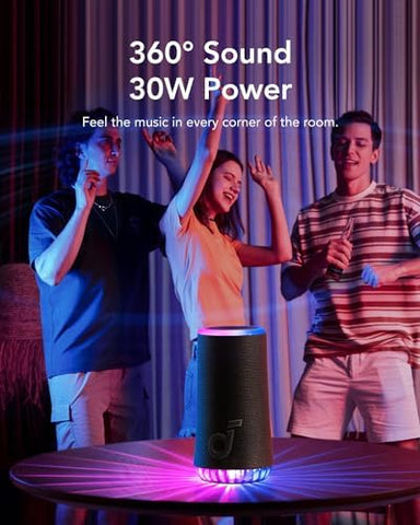 soundcore Glow Portable Speaker with 30W 360° Sound, Synchronized Radiant Light, 18H Playback, Customizable EQ and Light Show, and IP67 Waterproof