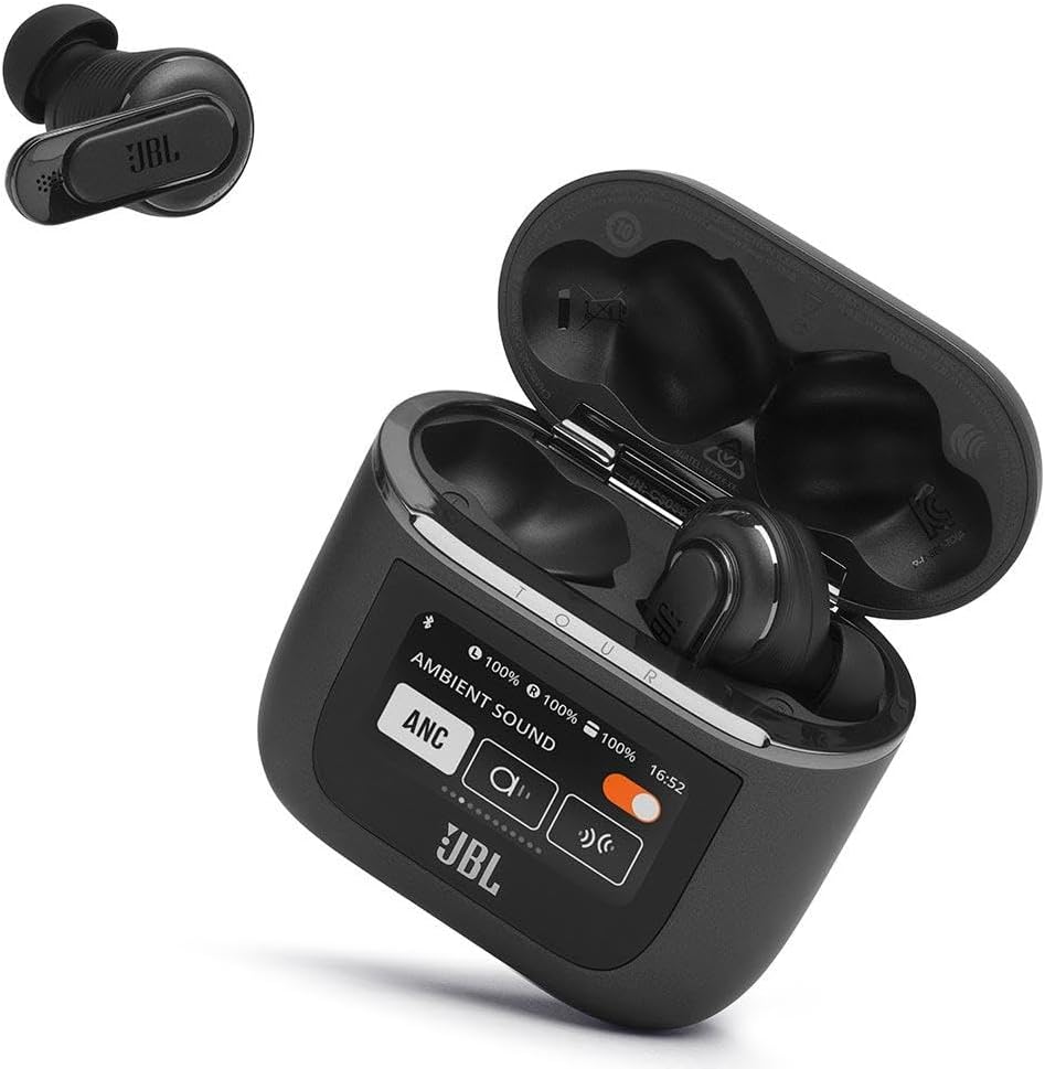 JBL Tour Pro 2 True Wireless Noise Cancelling Earbuds, Smart Case, Smart Ambient, 6-Mic Technology, Immersive Legendary Sound, Sound Amplification, Bluetooth 5.3, LE Audio - Black, JBLTOURPRO2BLK