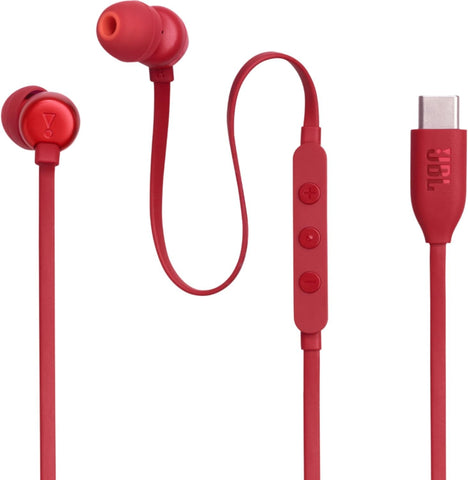 JBL Tune 110 JBLT110RED Wired In-Ear Headphones with Mic, Red