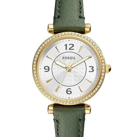 Fossil Carlie Three-Hand Green LiteHide Leather Watch - ES5298