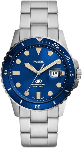 FOSSIL FOSSIL BLUE SPORTQUARTZ/3 HAND DATE STAINLESS STEEL SILVER CASE STAINLESS STEEL BAND MENS WATCH - FS5949