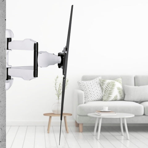 Hama Full Motion TV Wall Mount, 46–90 Inch (117–229 cm), Swivel 120°, Tilt +2°/-10°, Extendable Arm, VESA 300x100–800x600, Max 75 kg Heavy Duty, with Cable Management & Drilling Template, Black/White