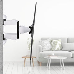 Hama Full Motion TV Wall Mount, 46–90 Inch (117–229 cm), Swivel 120°, Tilt +2°/-10°, Extendable Arm, VESA 300x100–800x600, Max 75 kg Heavy Duty, with Cable Management & Drilling Template, Black/White