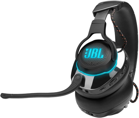 JBL Quantum 300 Hybrid Wired Over-Ear Gaming Headphones with Voice-Focus Flip-Up Mic, QuantumSURROUND Realistic Spatial Soundstage, Lightweight, Memory Foam Comfort, PC and Consoles Compatible - Black