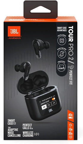 JBL Tour Pro 2 True Wireless Noise Cancelling Earbuds, Smart Case, Smart Ambient, 6-Mic Technology, Immersive Legendary Sound, Sound Amplification, Bluetooth 5.3, LE Audio - Black, JBLTOURPRO2BLK